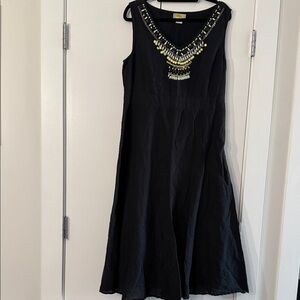 NWOT Cotton & Linen Black Embellished Sleeveless Women’s Dress